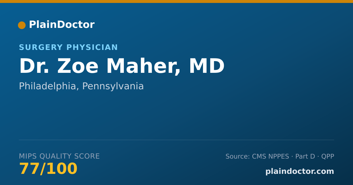 Shareable card for Zoe Maher, MD - Surgery Physician, Philadelphia, PA