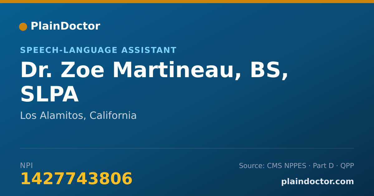 Shareable card for Zoe Martineau, BS, SLPA - Speech-Language Assistant, Los Alamitos, CA