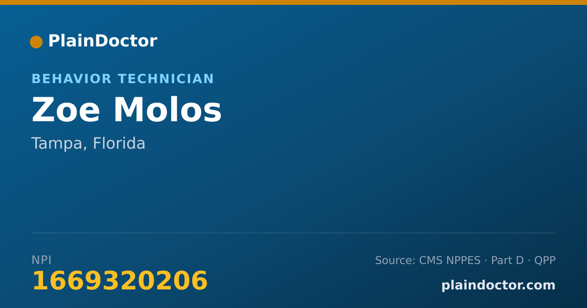 Shareable card for Zoe Molos - Behavior Technician, Tampa, FL