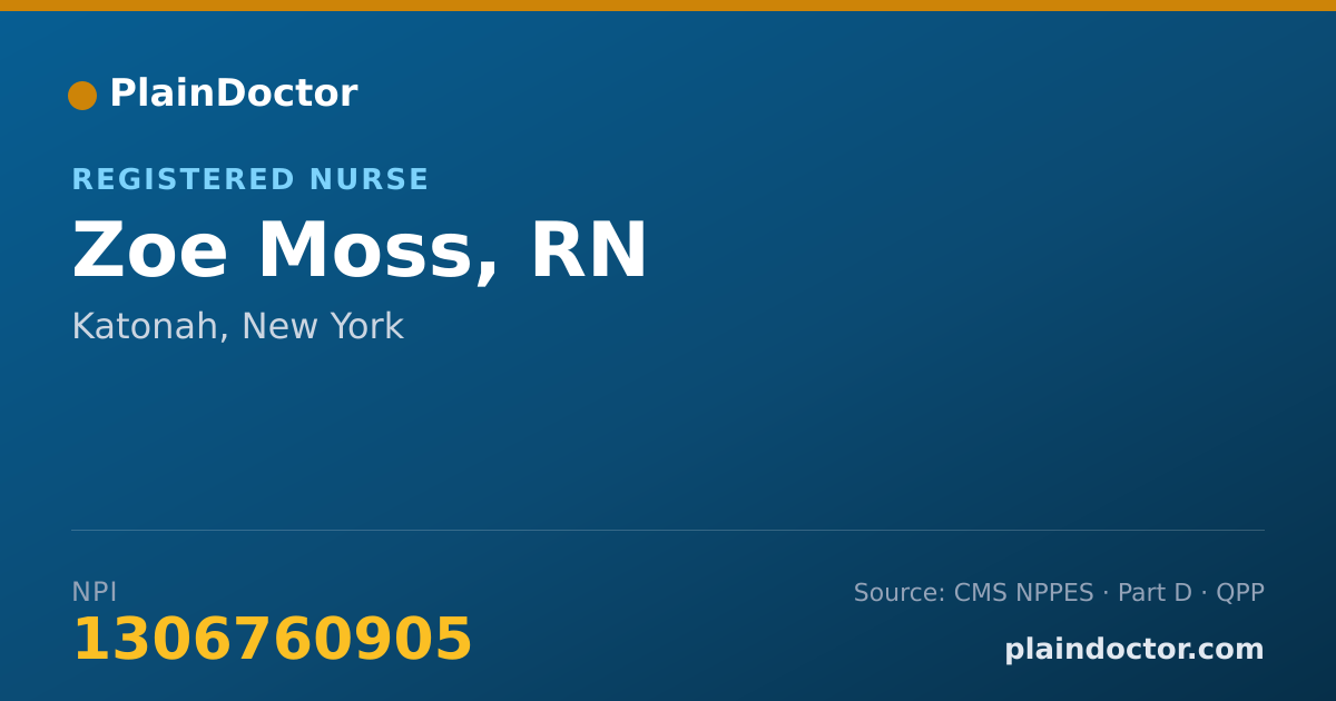 Shareable card for Zoe Moss, RN - Registered Nurse, Katonah, NY