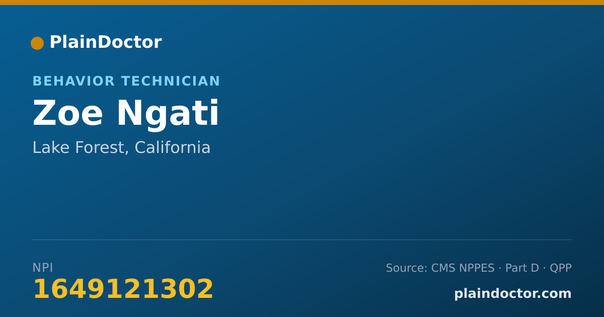 Shareable card for Zoe Ngati - Behavior Technician, Lake Forest, CA