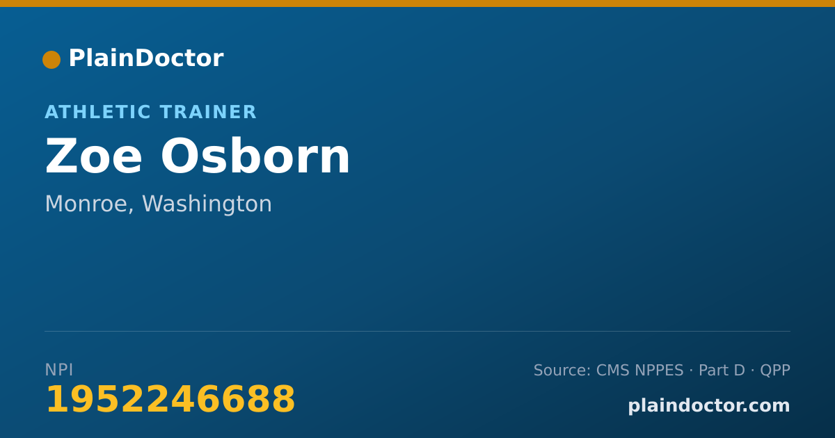 Shareable card for Zoe Osborn - Athletic Trainer, Monroe, WA