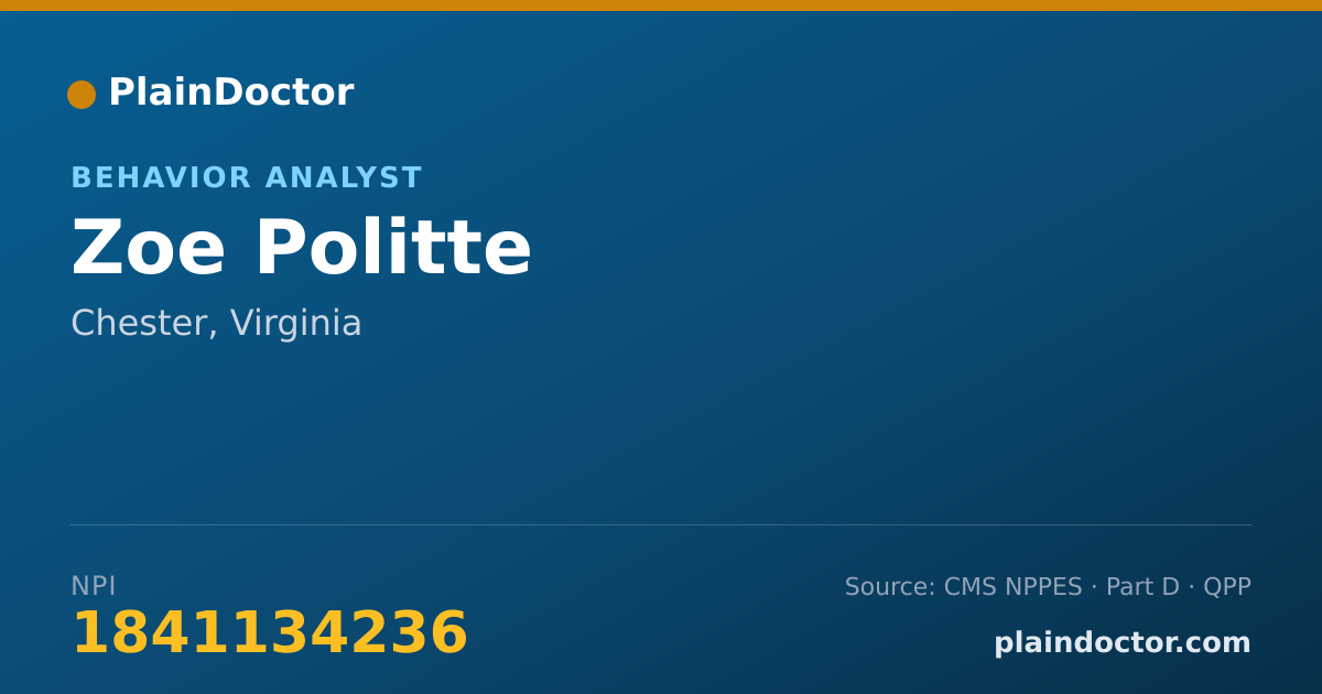 Shareable card for Zoe Politte - Behavior Analyst, Chester, VA
