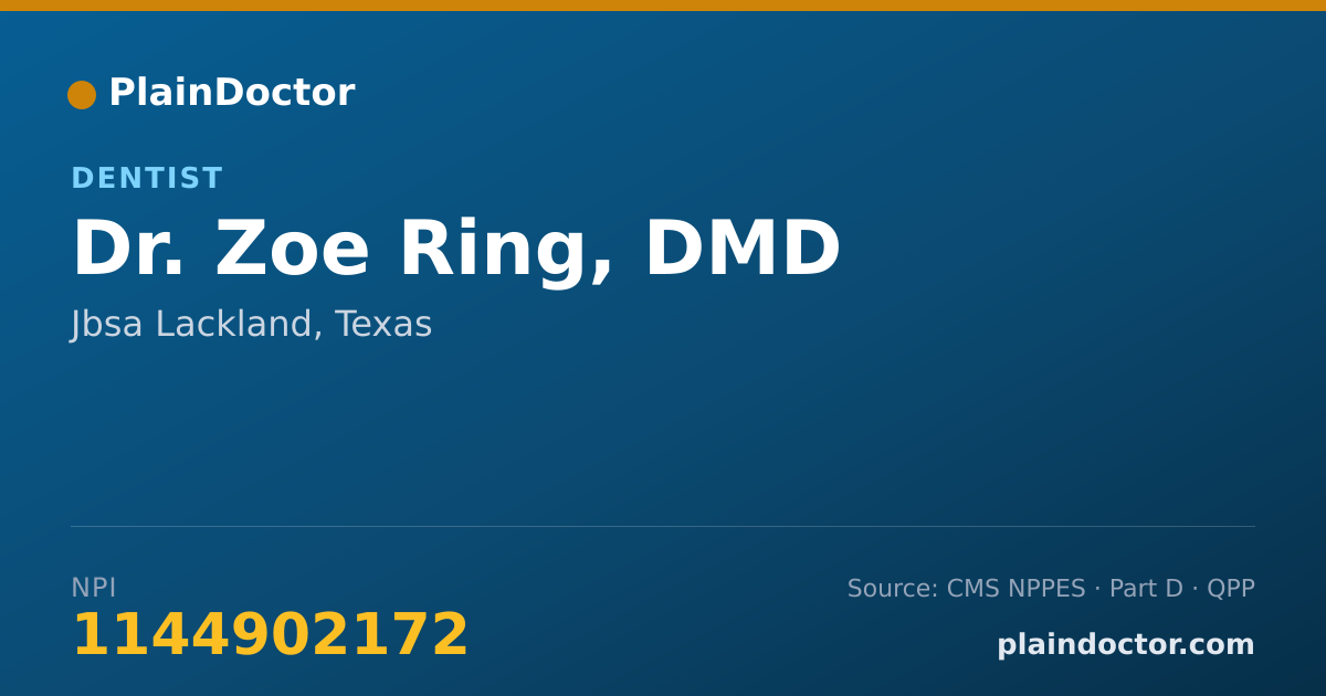 Shareable card for Zoe Ring, DMD - Dentist, Jbsa Lackland, TX
