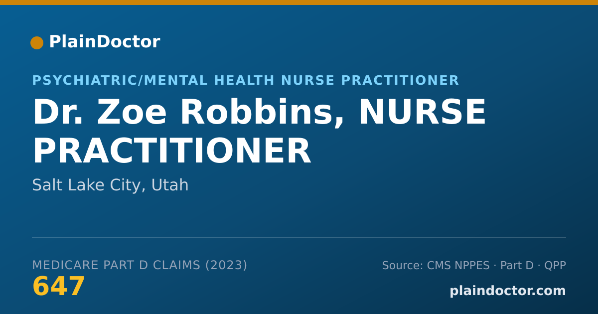 Shareable card for Zoe Robbins, NURSE PRACTITIONER - Psychiatric/Mental Health Nurse Practitioner, Salt Lake City, UT