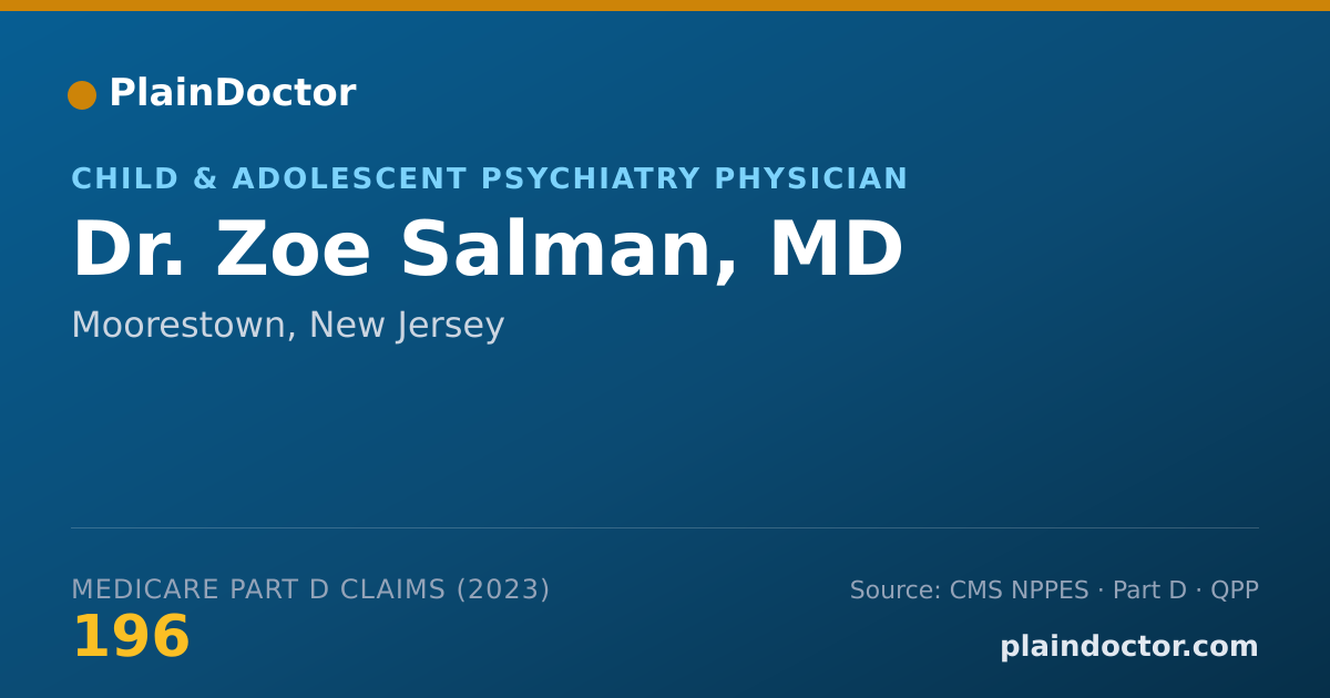Shareable card for Zoe Salman, MD - Child & Adolescent Psychiatry Physician, Moorestown, NJ
