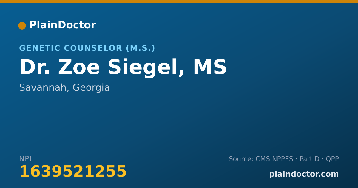 Shareable card for Zoe Siegel, MS - Genetic Counselor (M.S.), Savannah, GA