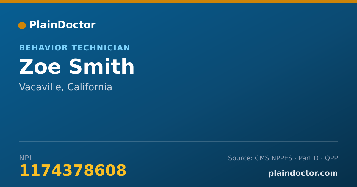 Shareable card for Zoe Smith - Behavior Technician, Vacaville, CA
