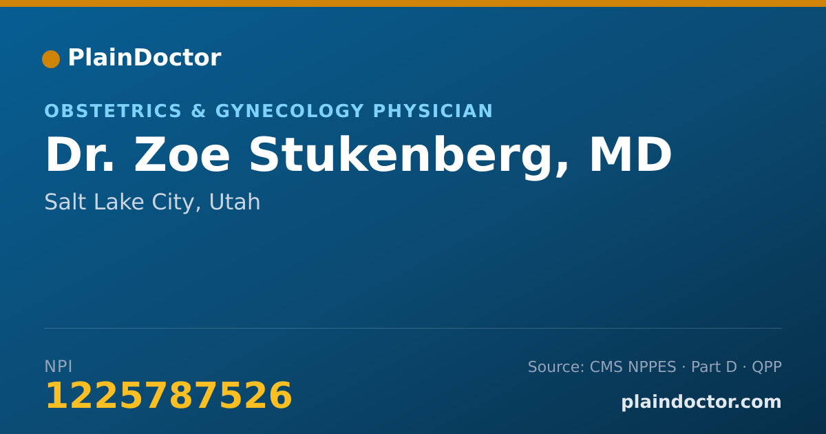 Shareable card for Zoe Stukenberg, MD - Obstetrics & Gynecology Physician, Salt Lake City, UT