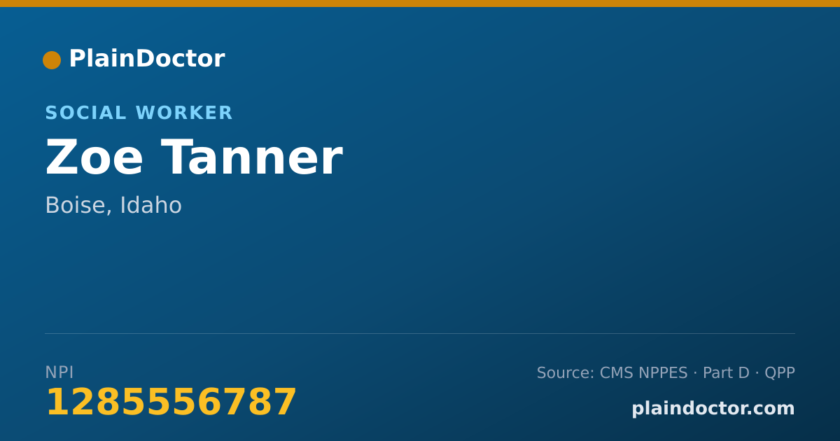 Shareable card for Zoe Tanner - Social Worker, Boise, ID