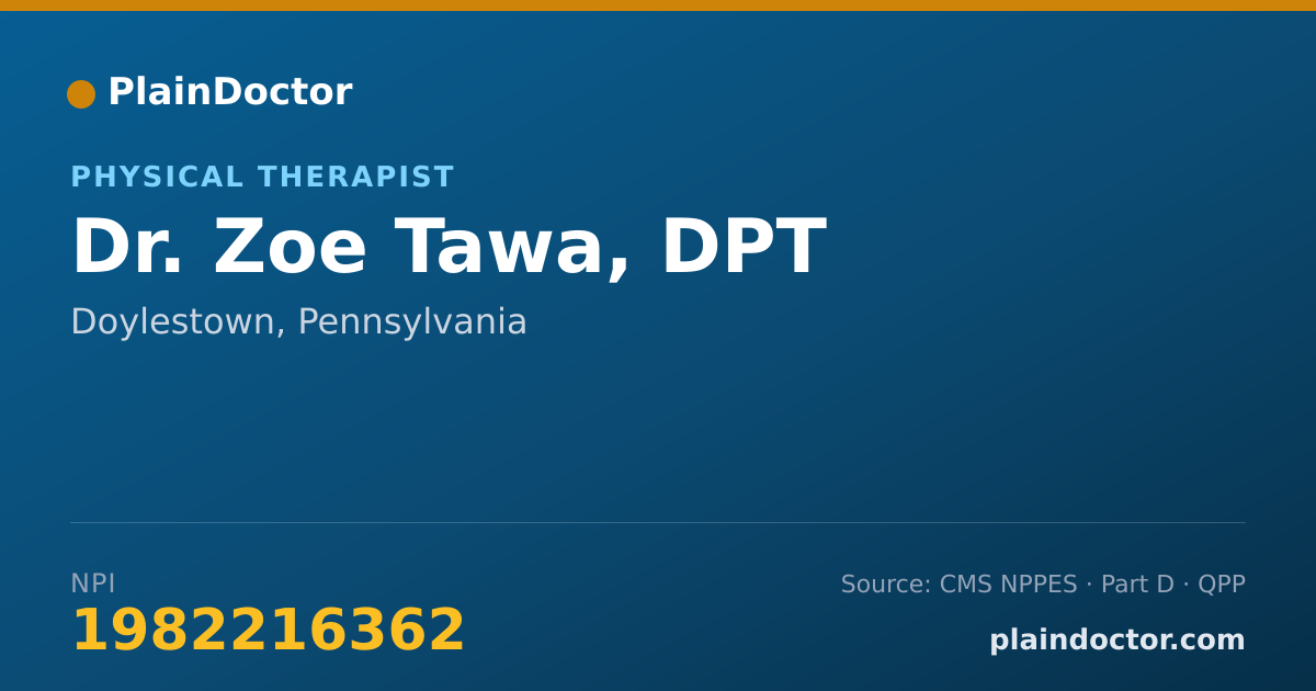 Shareable card for Zoe Tawa, DPT - Physical Therapist, Doylestown, PA