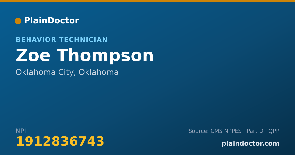 Shareable card for Zoe Thompson - Behavior Technician, Oklahoma City, OK