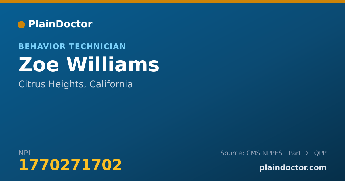 Shareable card for Zoe Williams - Behavior Technician, Citrus Heights, CA
