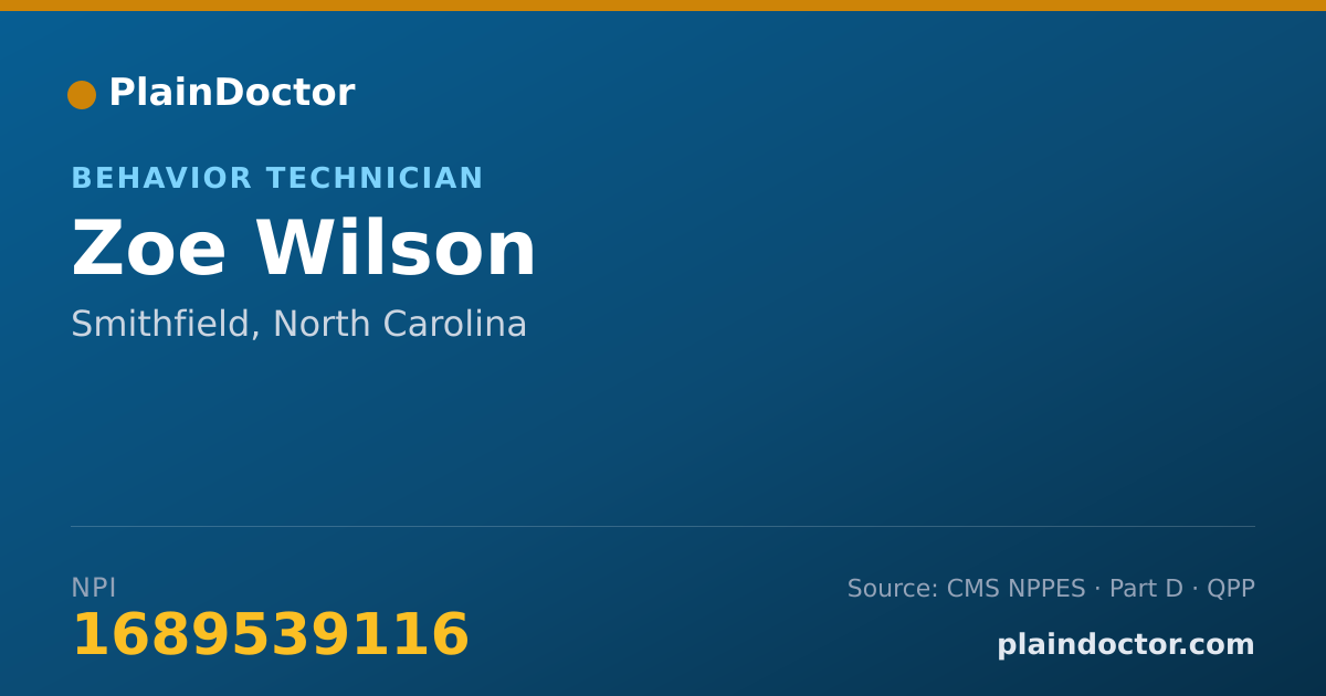 Shareable card for Zoe Wilson - Behavior Technician, Smithfield, NC