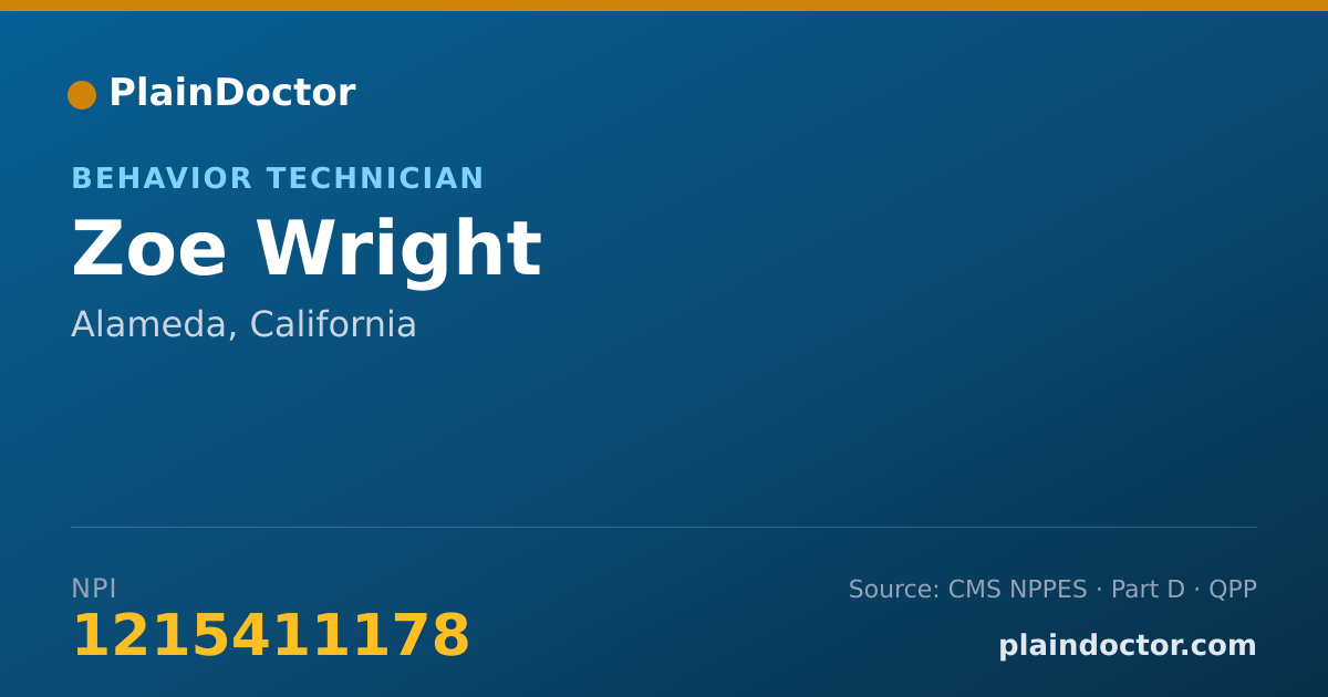 Shareable card for Zoe Wright - Behavior Technician, Alameda, CA