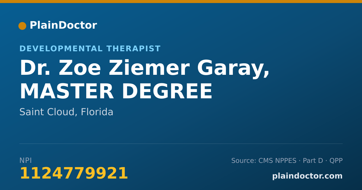 Shareable card for Zoe Ziemer Garay, MASTER DEGREE - Developmental Therapist, Saint Cloud, FL