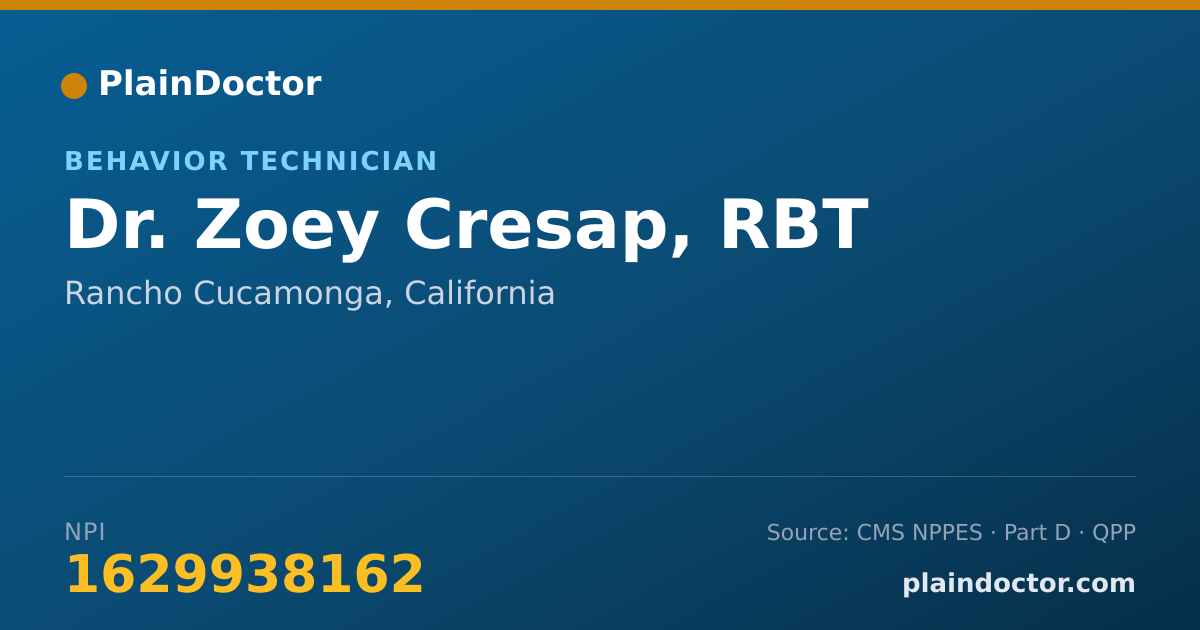 Shareable card for Zoey Cresap, RBT - Behavior Technician, Rancho Cucamonga, CA