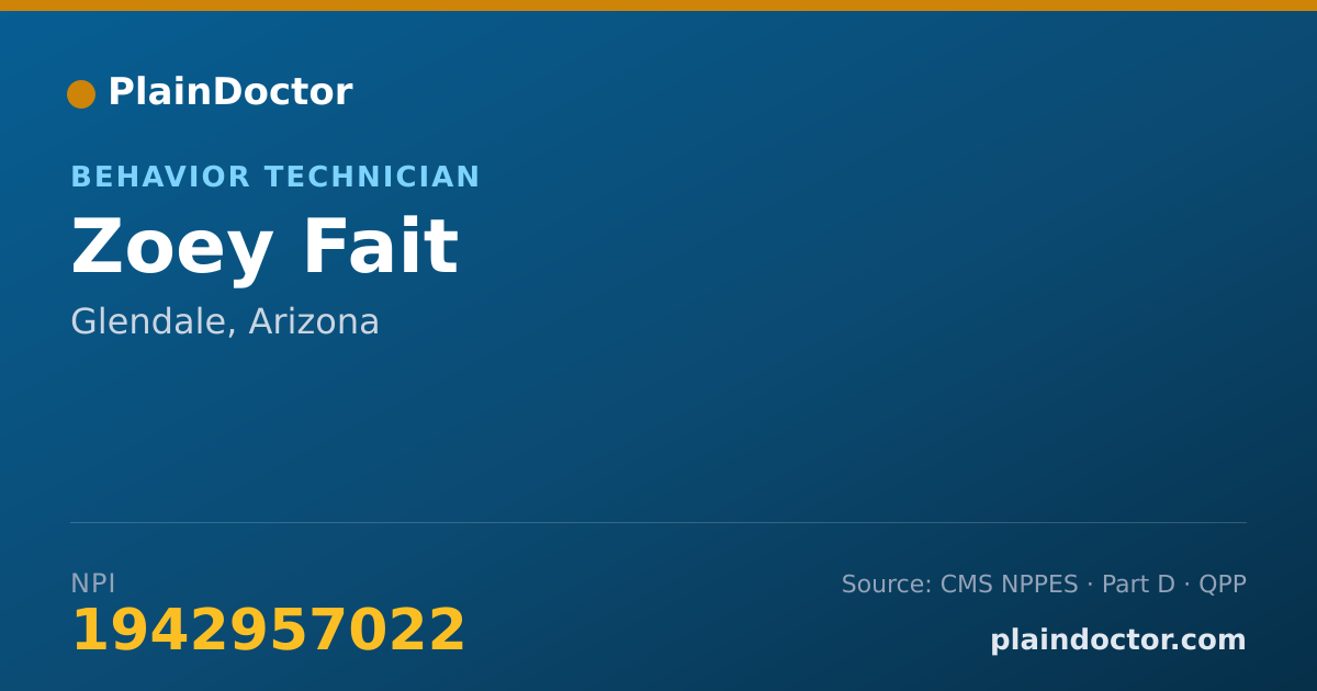 Shareable card for Zoey Fait - Behavior Technician, Glendale, AZ