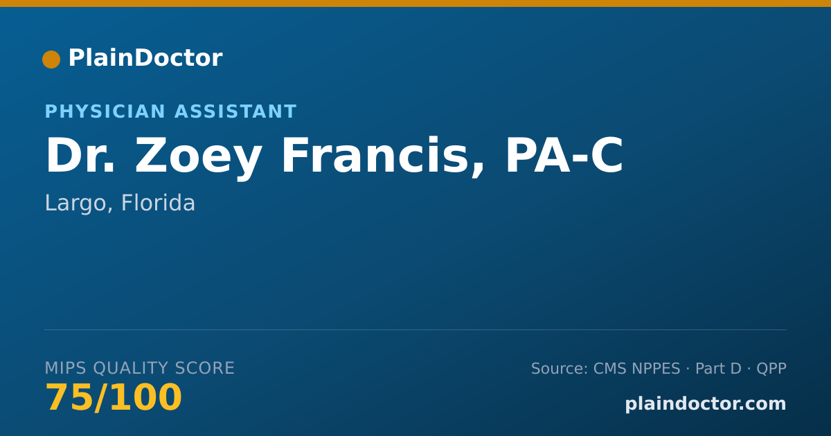 Shareable card for Zoey Francis, PA-C - Physician Assistant, Largo, FL