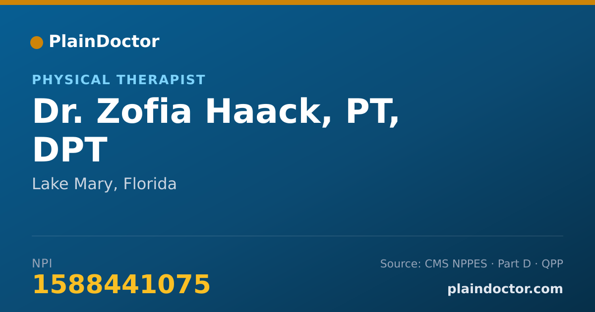 Shareable card for Zofia Haack, PT, DPT - Physical Therapist, Lake Mary, FL