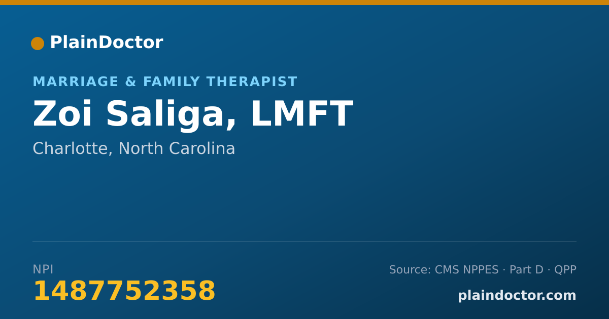 Shareable card for Zoi Saliga, LMFT - Marriage & Family Therapist, Charlotte, NC