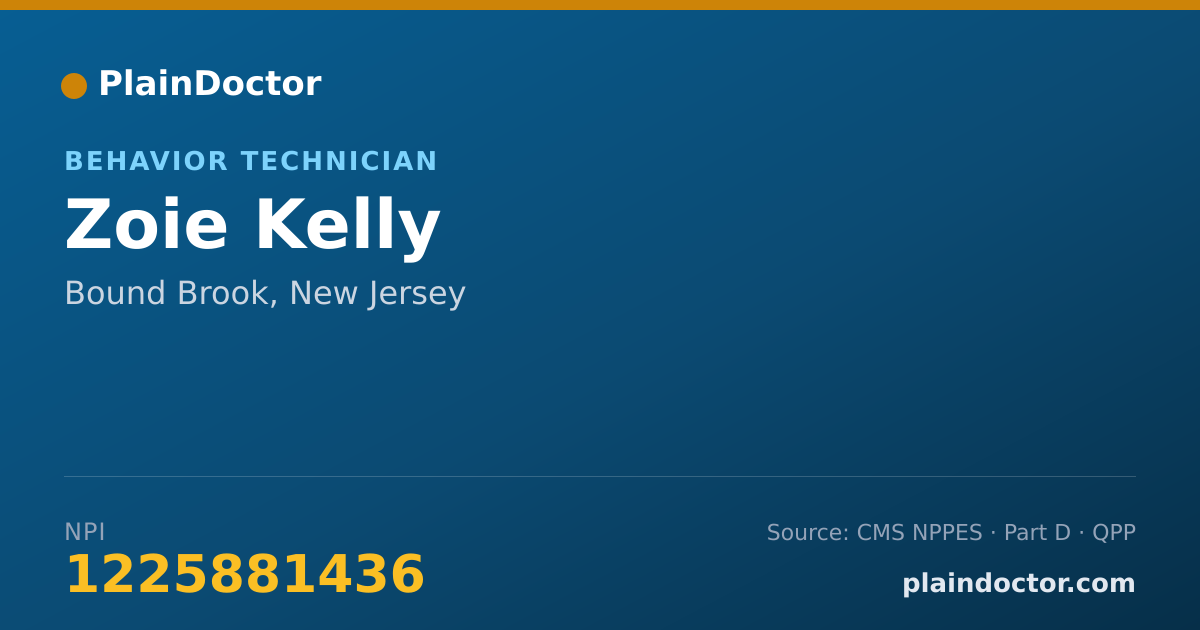 Shareable card for Zoie Kelly - Behavior Technician, Bound Brook, NJ
