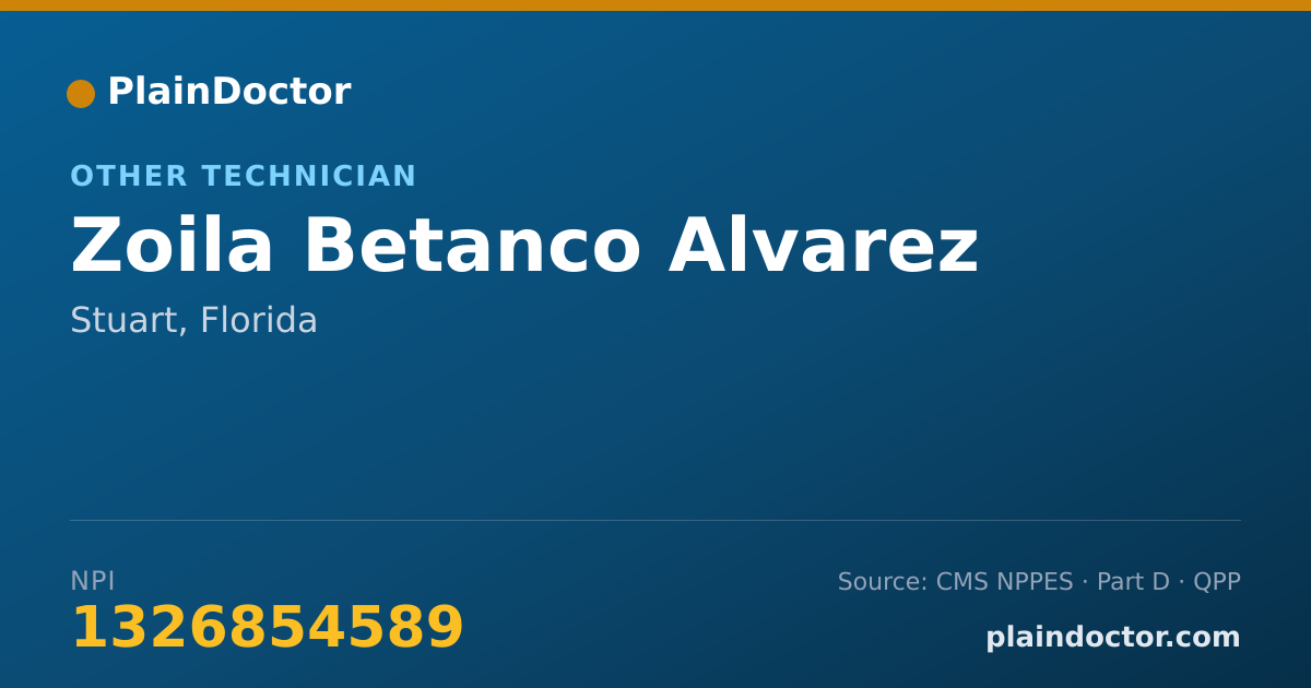 Shareable card for Zoila Betanco Alvarez - Other Technician, Stuart, FL