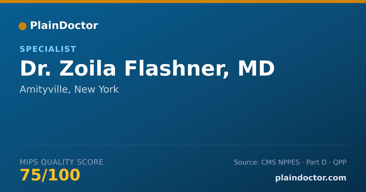Shareable card for Zoila Flashner, MD - Specialist, Amityville, NY