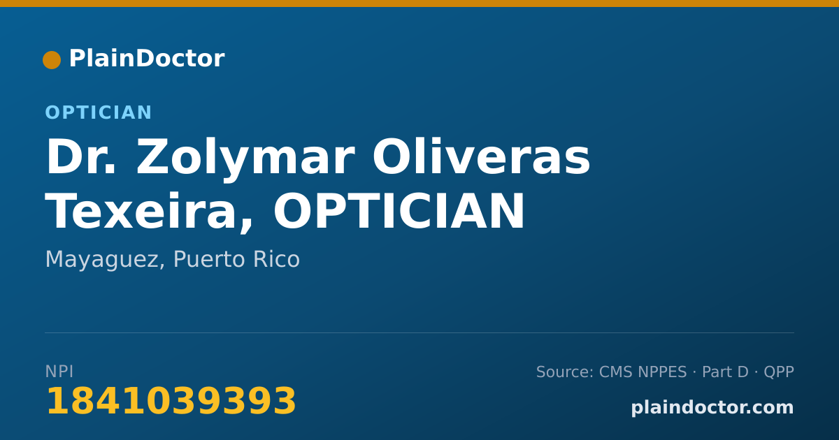 Shareable card for Zolymar Oliveras Texeira, OPTICIAN - Optician, Mayaguez, PR