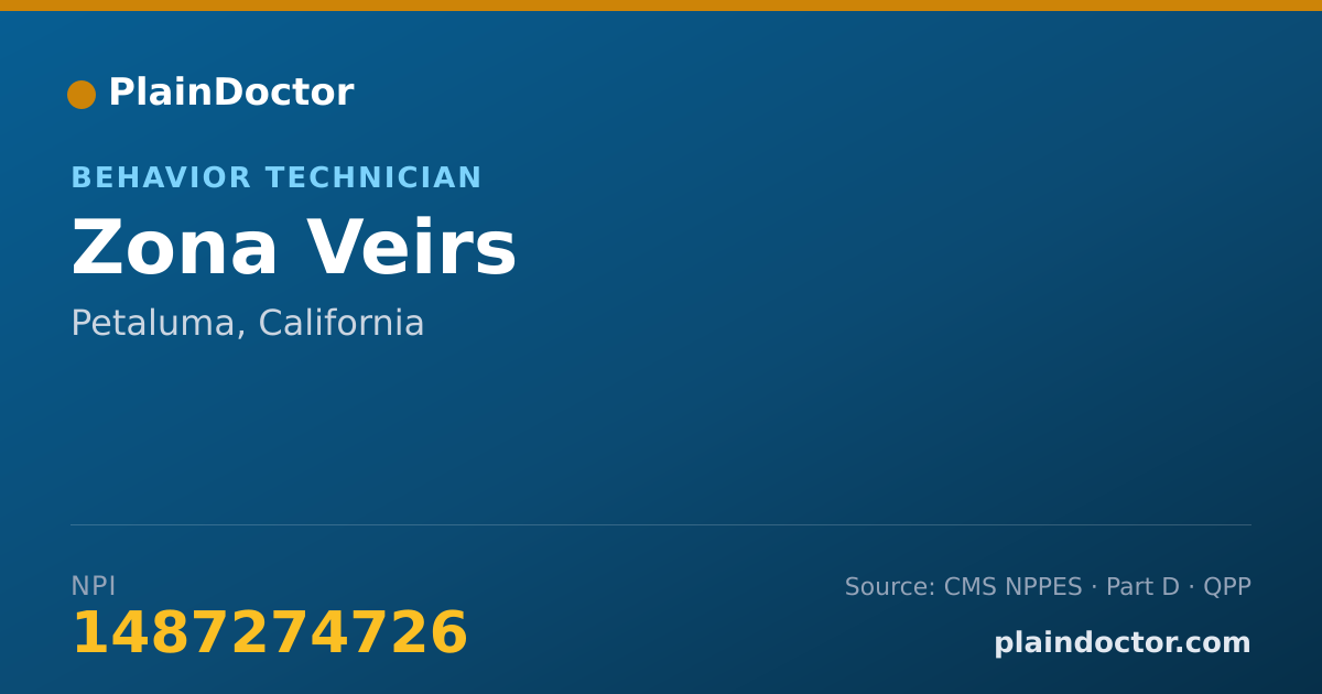 Shareable card for Zona Veirs - Behavior Technician, Petaluma, CA