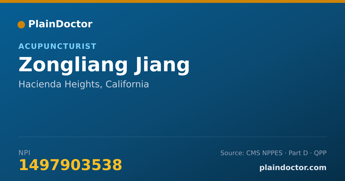 Shareable card for Zongliang Jiang - Acupuncturist, Hacienda Heights, CA