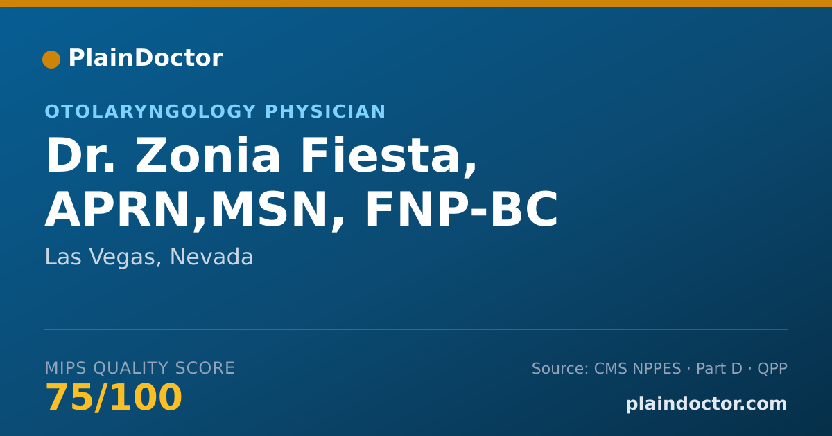 Shareable card for Zonia Fiesta, APRN,MSN, FNP-BC - Otolaryngology Physician, Las Vegas, NV