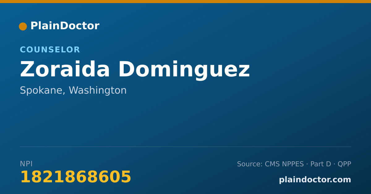 Shareable card for Zoraida Dominguez - Counselor, Spokane, WA