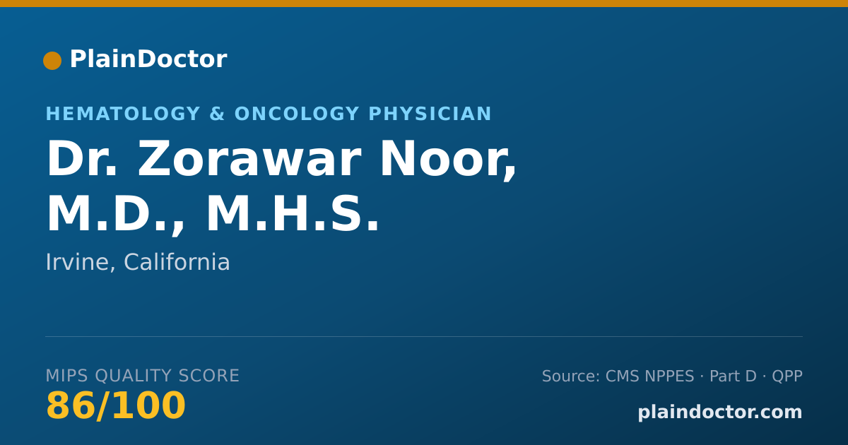 Shareable card for Zorawar Noor, M.D., M.H.S. - Hematology & Oncology Physician, Irvine, CA