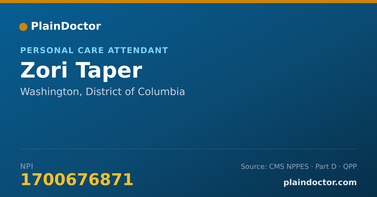Shareable card for Zori Taper - Personal Care Attendant, Washington, DC