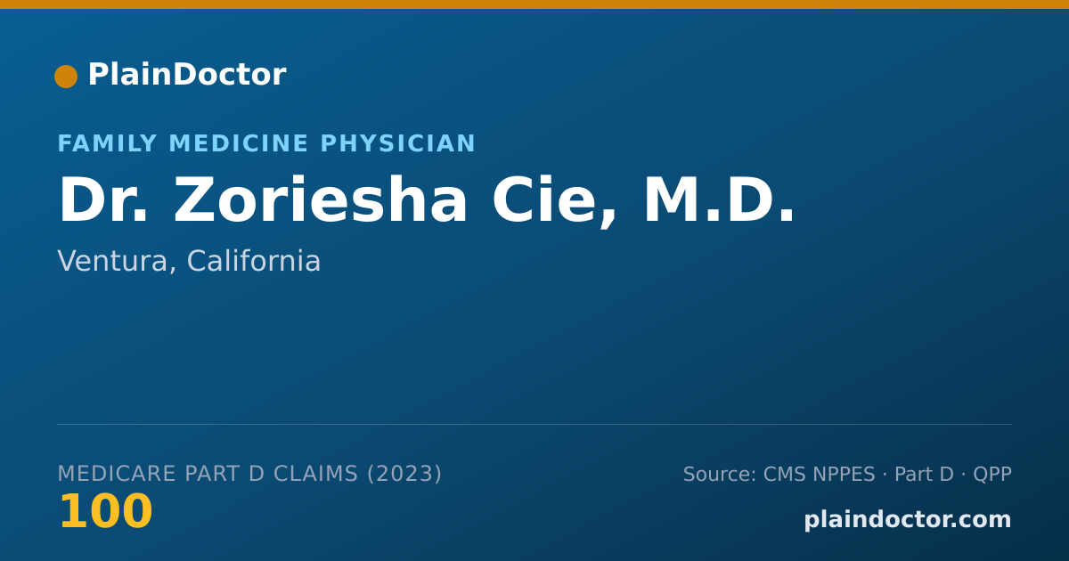 Shareable card for Zoriesha Cie, M.D. - Family Medicine Physician, Ventura, CA