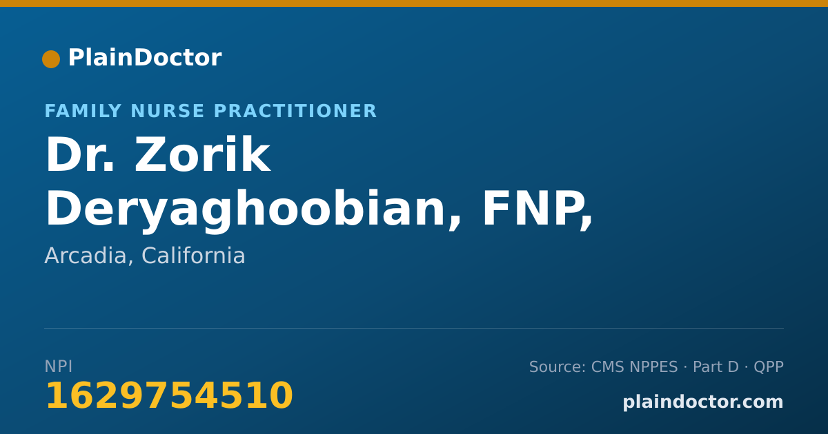 Shareable card for Zorik Deryaghoobian, FNP, PMHNP-BC - Family Nurse Practitioner, Arcadia, CA