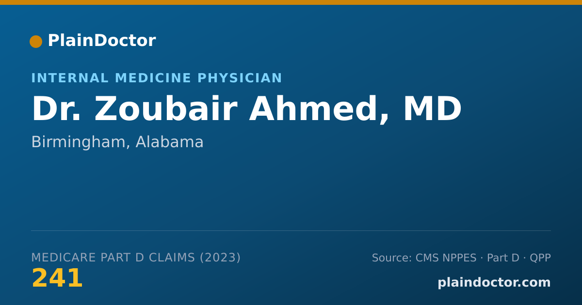 Shareable card for Zoubair Ahmed, MD - Internal Medicine Physician, Birmingham, AL