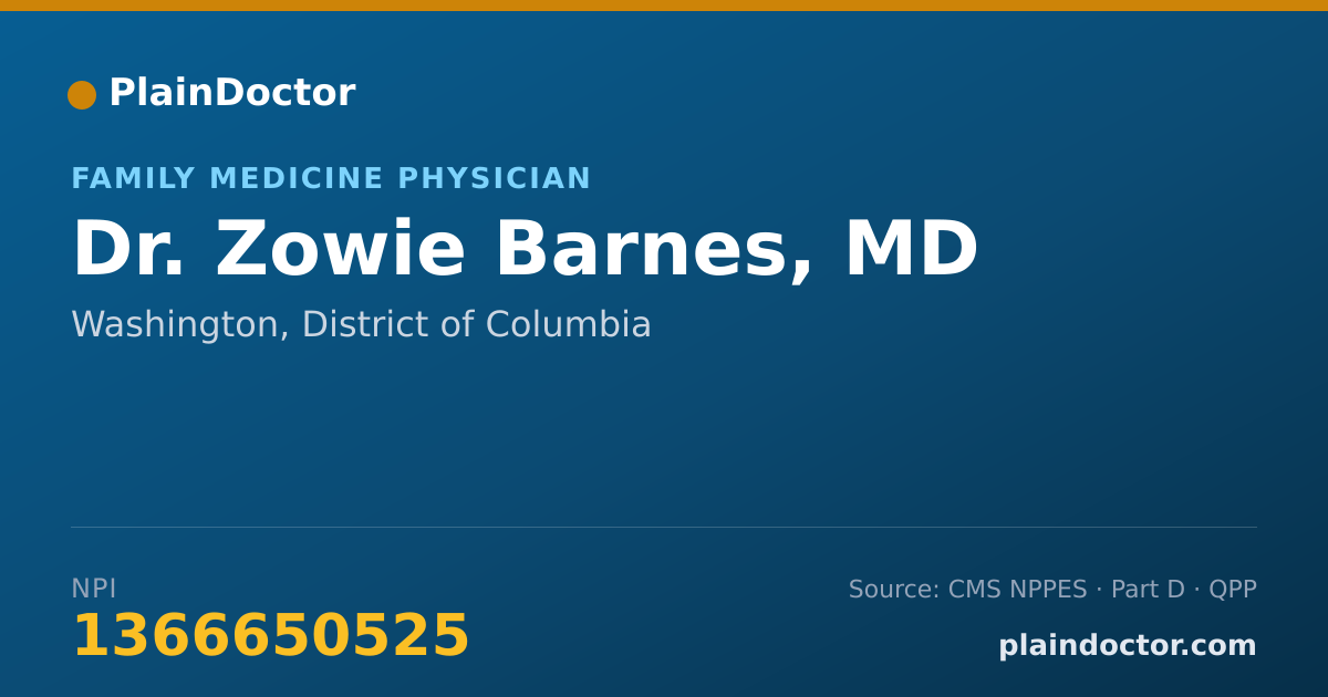 Shareable card for Zowie Barnes, MD - Family Medicine Physician, Washington, DC