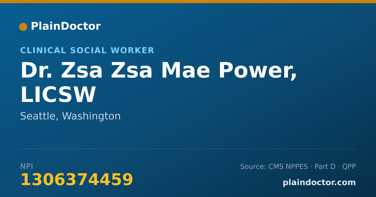 Shareable card for Zsa Zsa Mae Power, LICSW - Clinical Social Worker, Seattle, WA