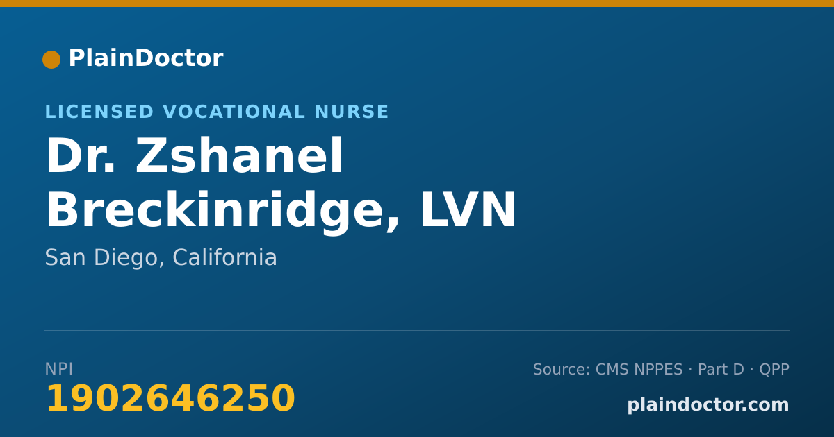 Shareable card for Zshanel Breckinridge, LVN - Licensed Vocational Nurse, San Diego, CA