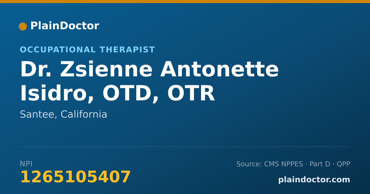 Shareable card for Zsienne Antonette Isidro, OTD, OTR - Occupational Therapist, Santee, CA