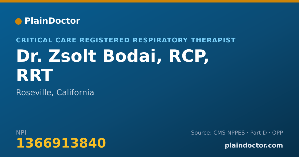 Shareable card for Zsolt Bodai, RCP, RRT - Critical Care Registered Respiratory Therapist, Roseville, CA