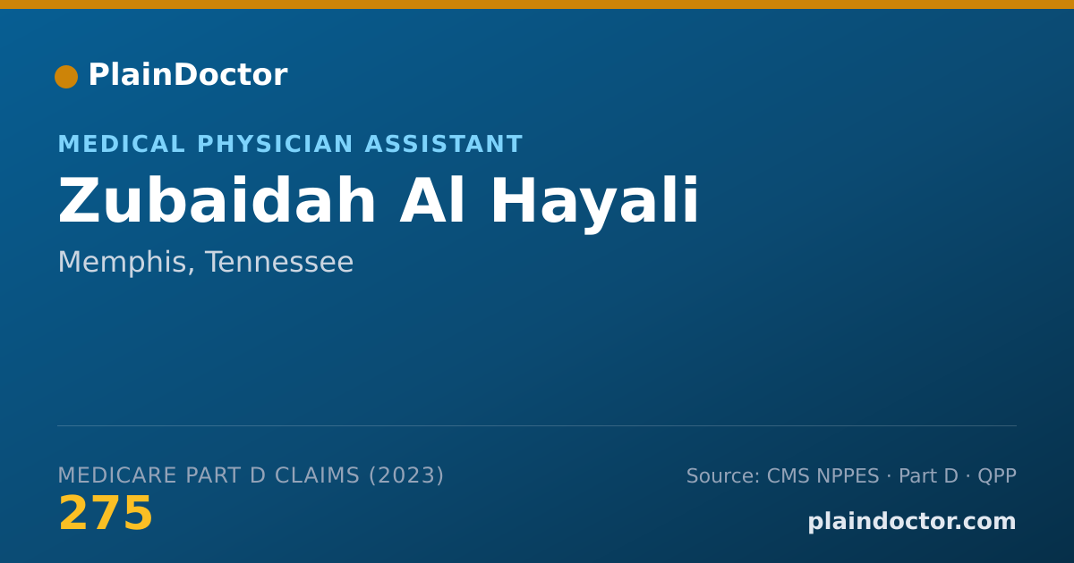 Shareable card for Zubaidah Al Hayali - Medical Physician Assistant, Memphis, TN