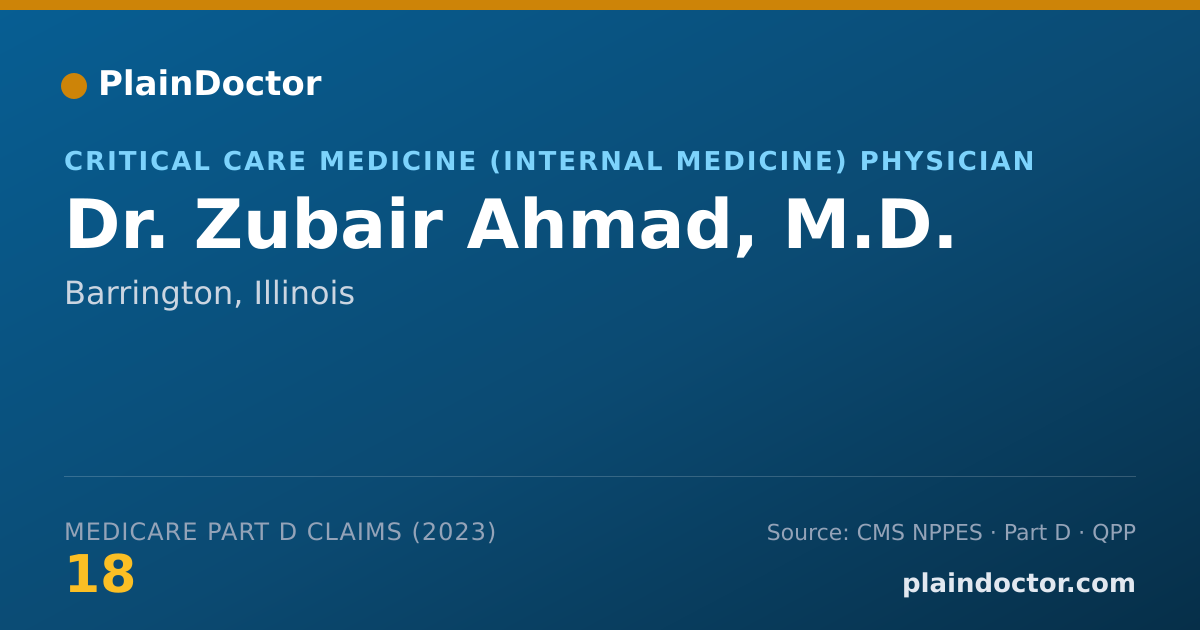 Shareable card for Zubair Ahmad, M.D. - Critical Care Medicine (Internal Medicine) Physician, Barrington, IL
