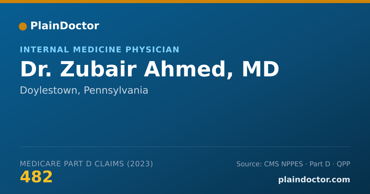 Shareable card for Zubair Ahmed, MD - Internal Medicine Physician, Doylestown, PA