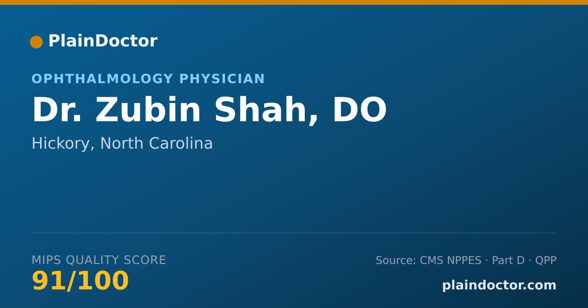 Shareable card for Zubin Shah, DO - Ophthalmology Physician, Hickory, NC