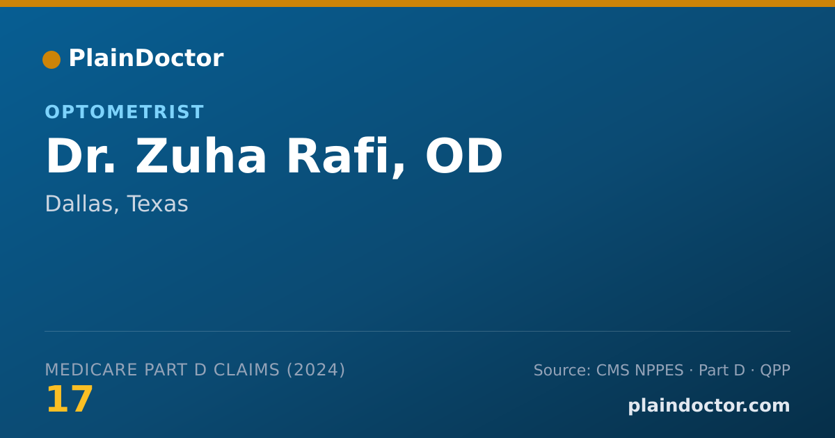 Shareable card for Zuha Rafi, OD - Optometrist, Dallas, TX