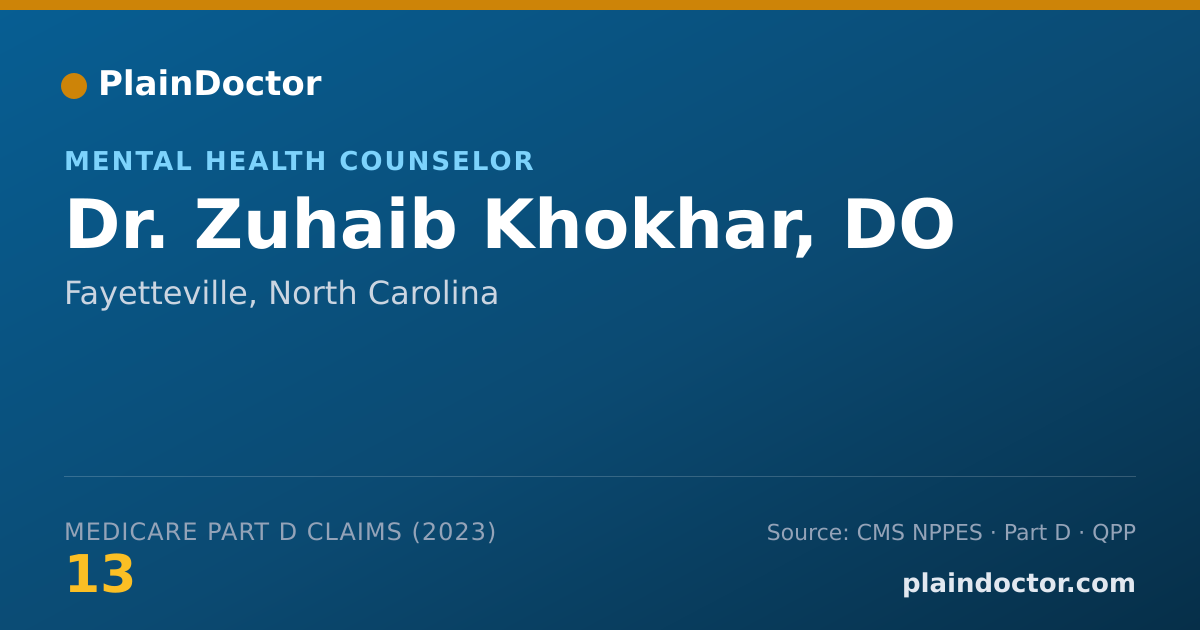 Shareable card for Zuhaib Khokhar, DO - Mental Health Counselor, Fayetteville, NC