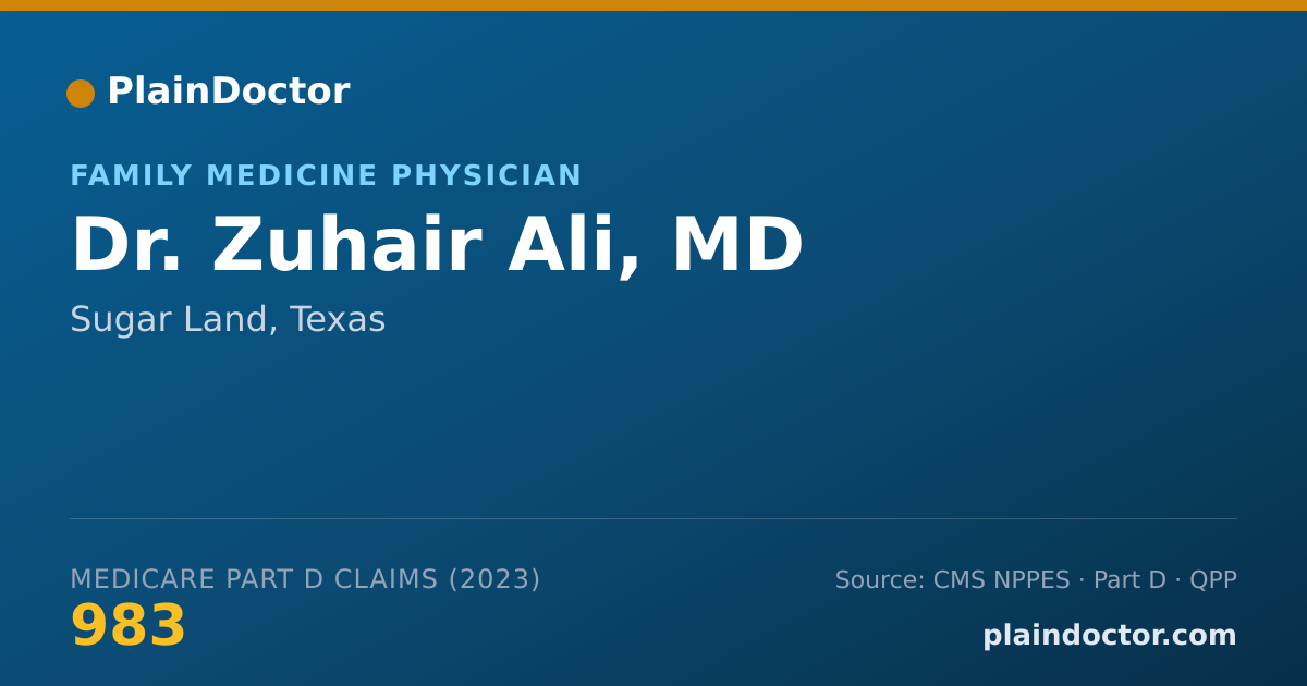 Shareable card for Zuhair Ali, MD - Family Medicine Physician, Sugar Land, TX